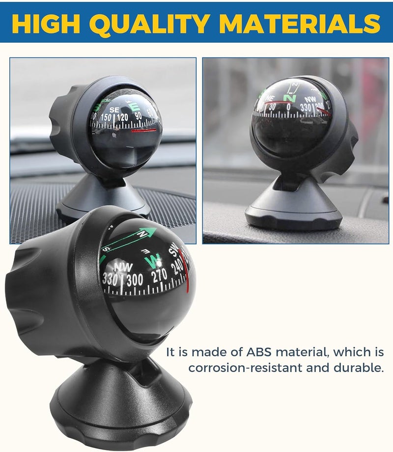 UBOG Car Compass,Compass for Car,Automotive Compass Ball,Car Accessories Auto Compass Car Compass Dashboard,Car Mount Compass with Bottom Stick,Dashboard Compass for Boat Car Truck to Find Direction - Image 5